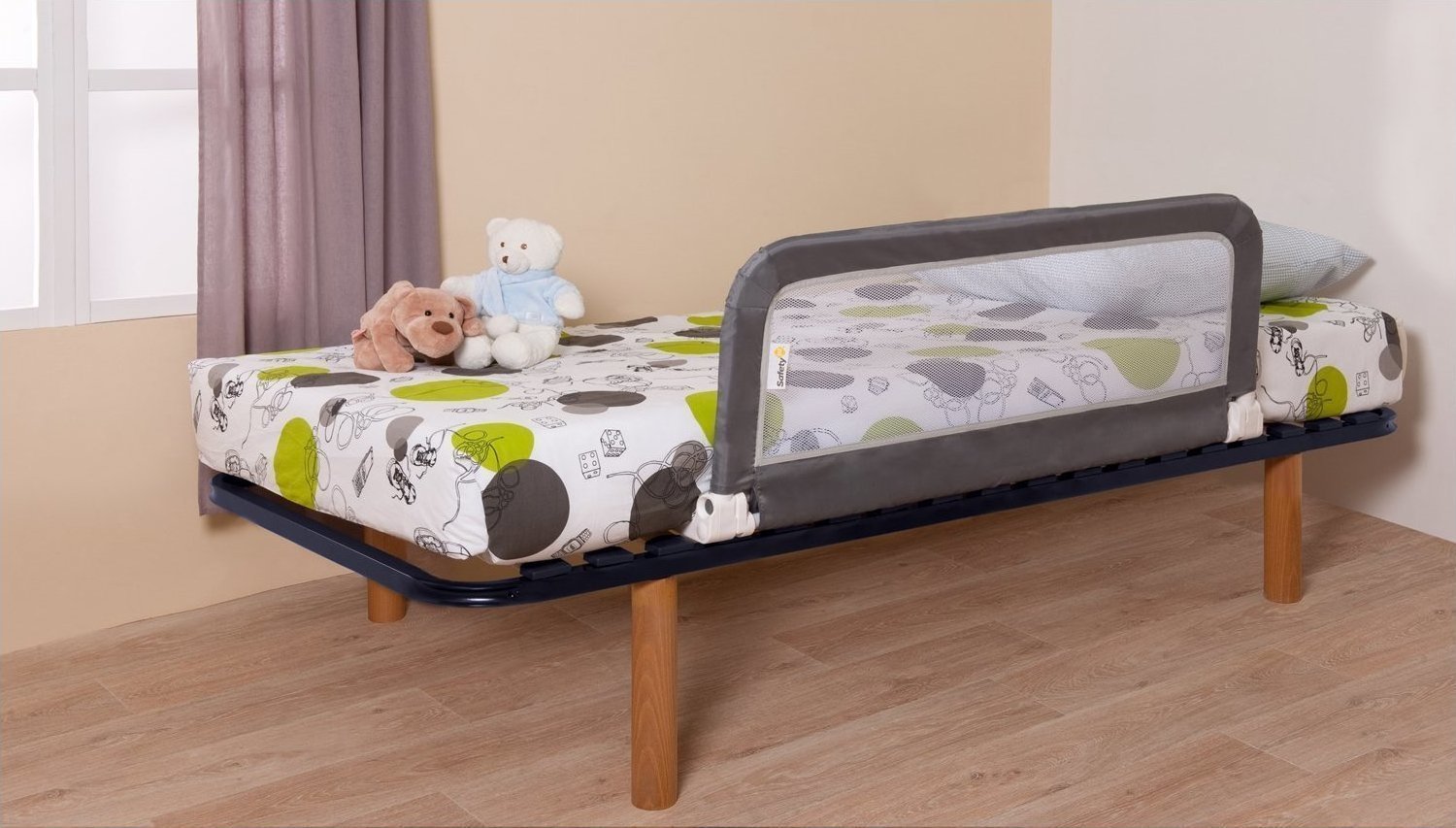 Складной защитный барьер для детской кроватки, белый/серый  